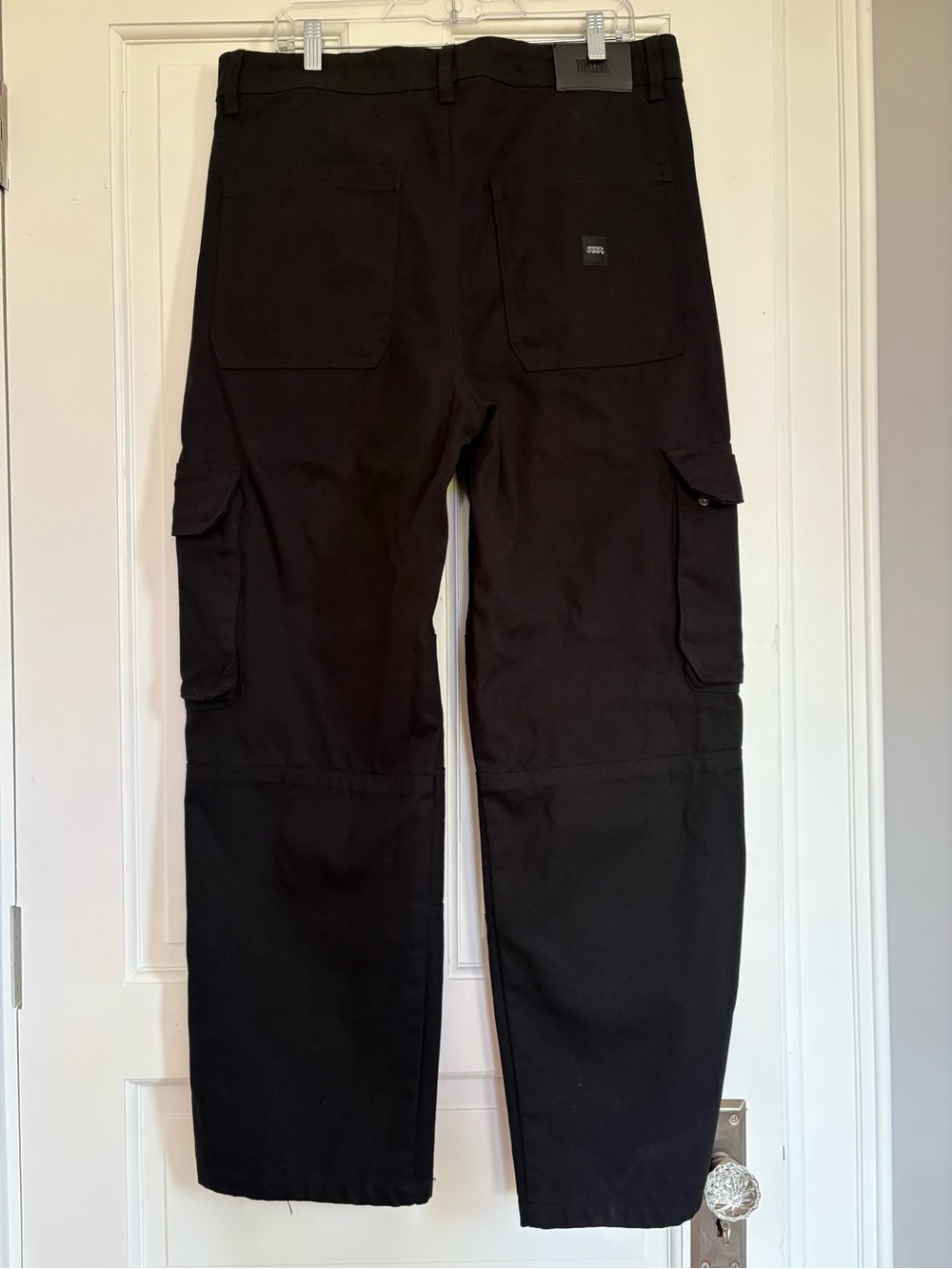 NWOT Pipeline Men's Cargo Black Pants Wide Leg Pockets Work Goth Punk Skater 34